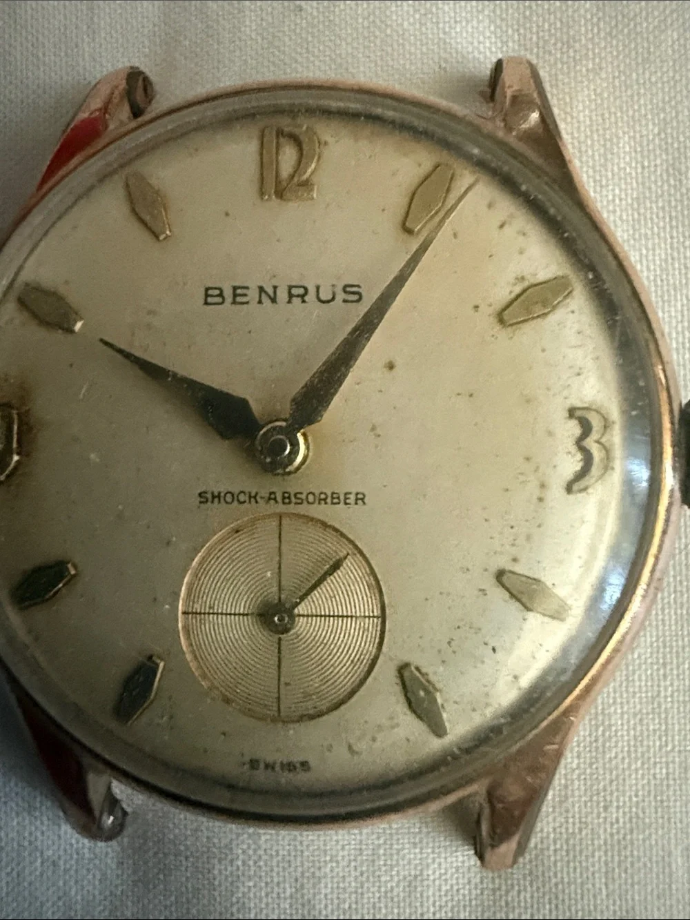 Benrus Shock Absorber Men's Swiss Watch 1950s Vintage